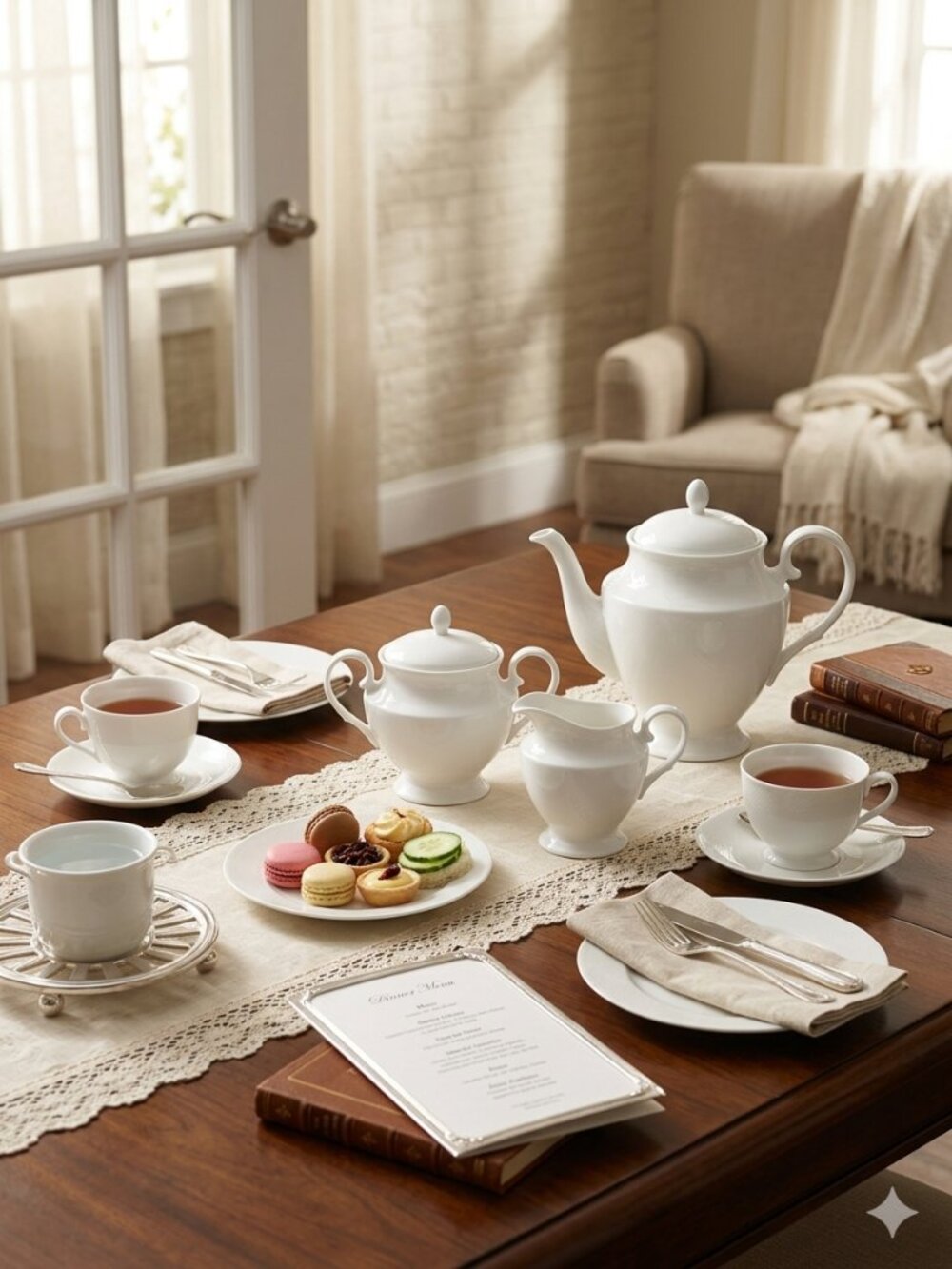 Bone China Sugar Bowl & Creamer Set